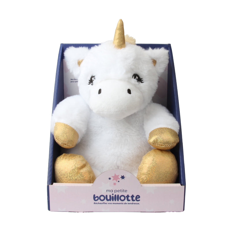 Bouillotte Peluche Licorne Blanche