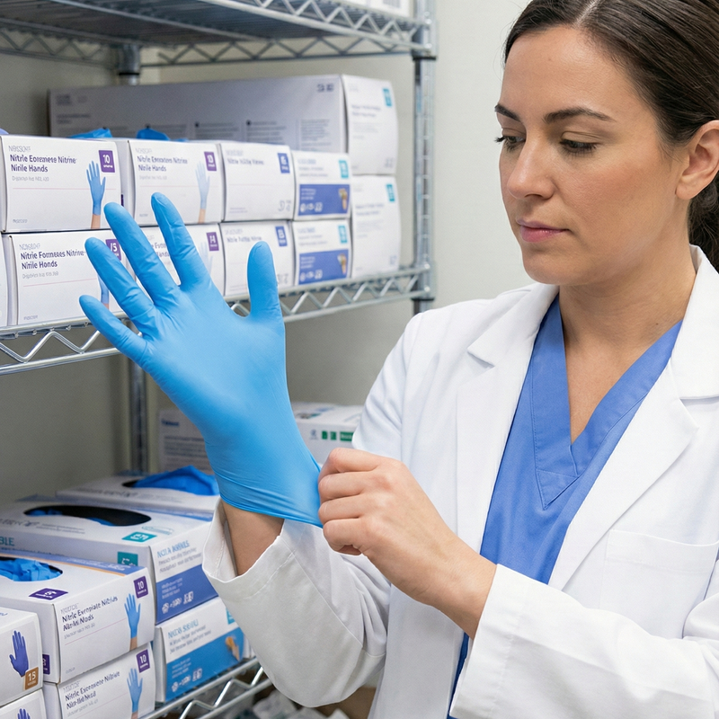 Gants Nitrile Bleu Non Poudré